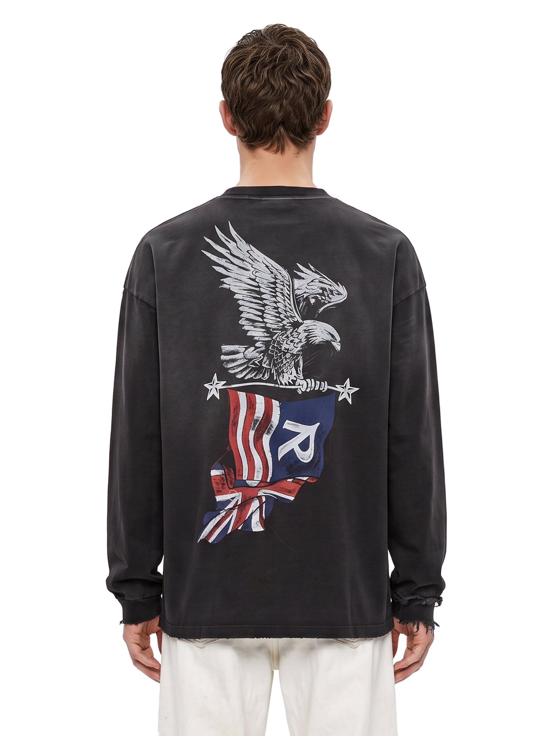 T-shirt a maniche lunghe Eagle in nero 