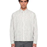 Camicia con motivo a righe in bianco 