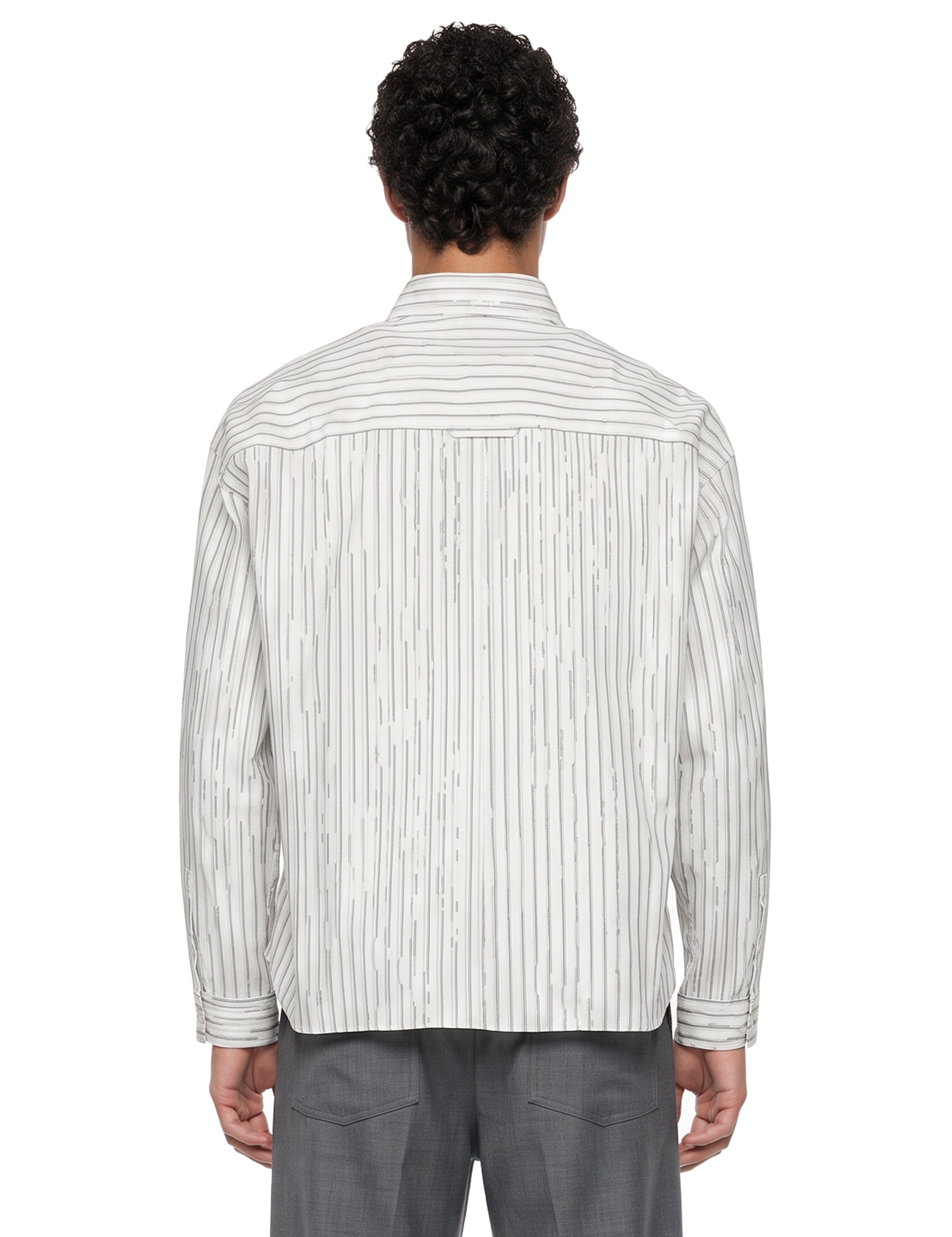 Camicia con motivo a righe in bianco 