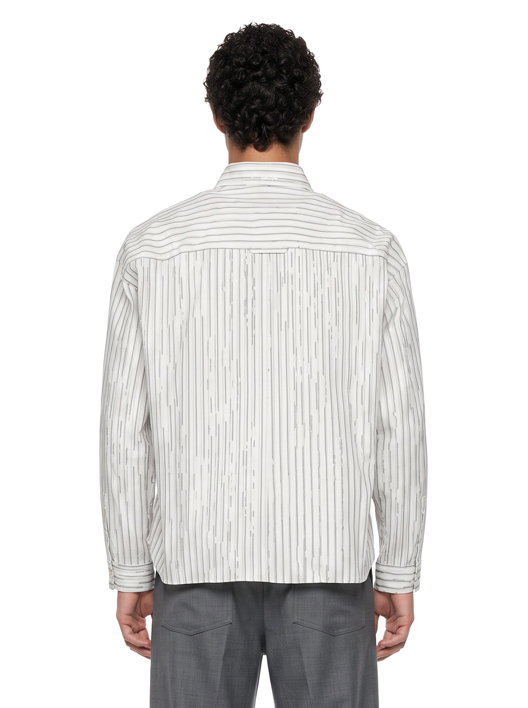Camicia con motivo a righe in bianco 