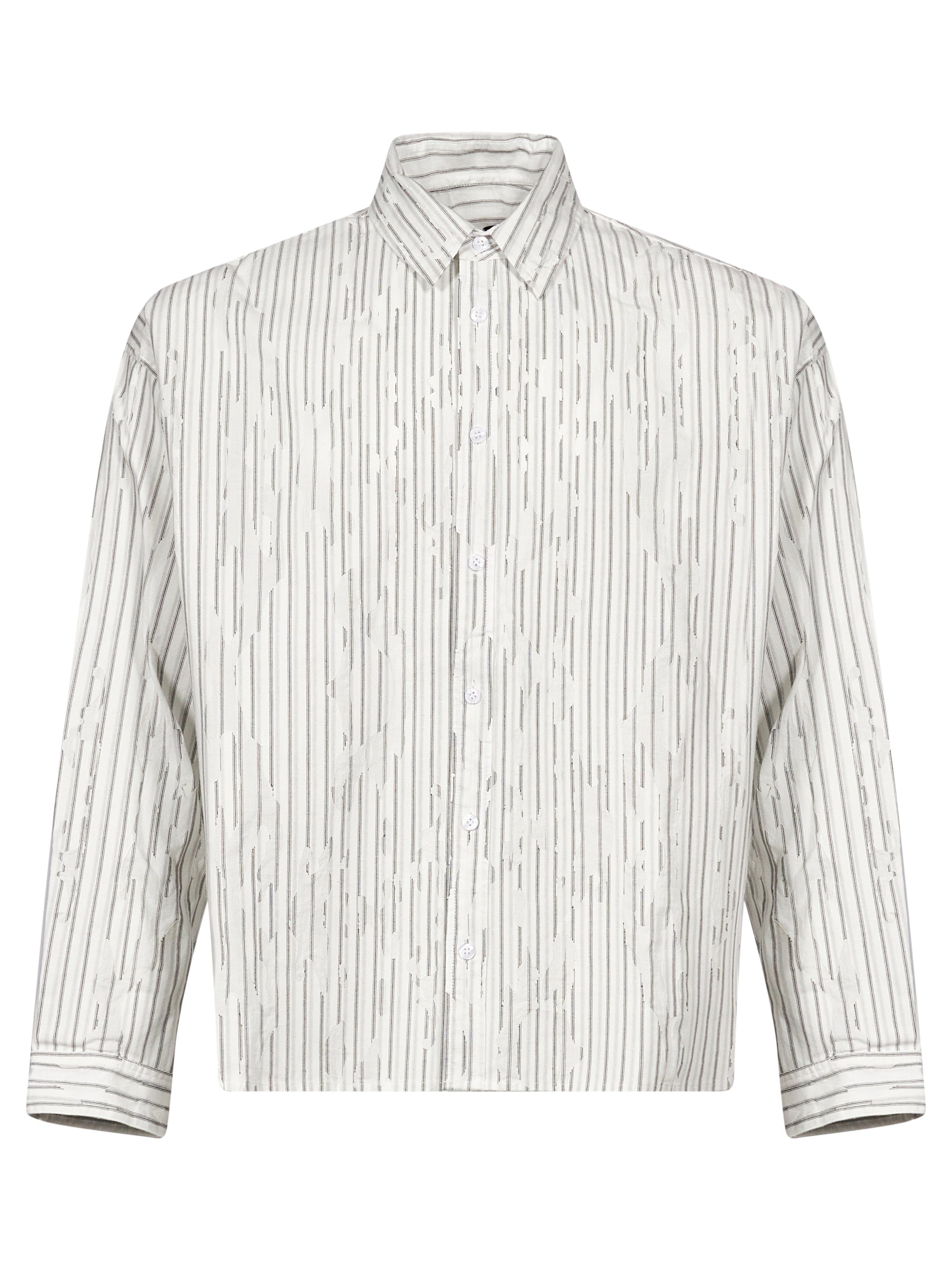 Camicia con motivo a righe in bianco 
