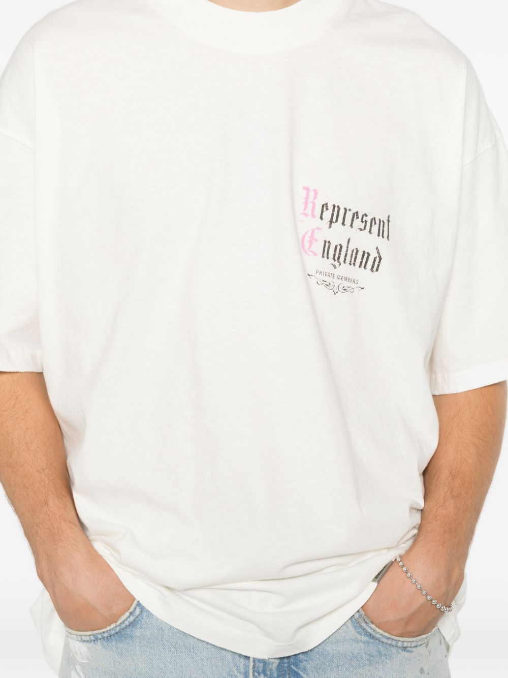 T-shirt a maniche corte con stampa logo in bianco Represent - uomo 