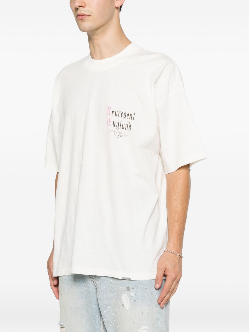 T-shirt a maniche corte con stampa logo in bianco Represent - uomo 
