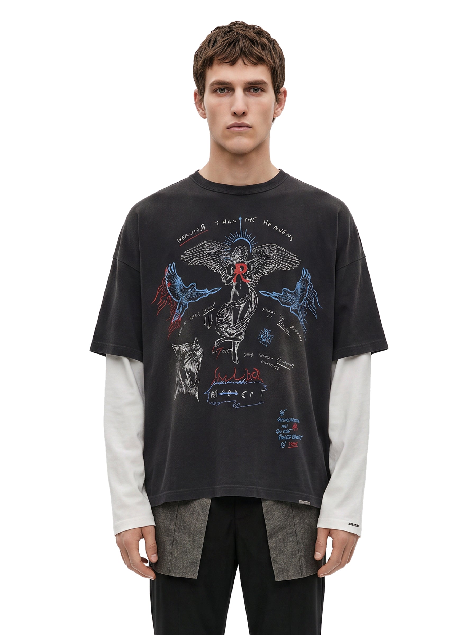 T-shirt "Heavier than the Heavens" in nero 