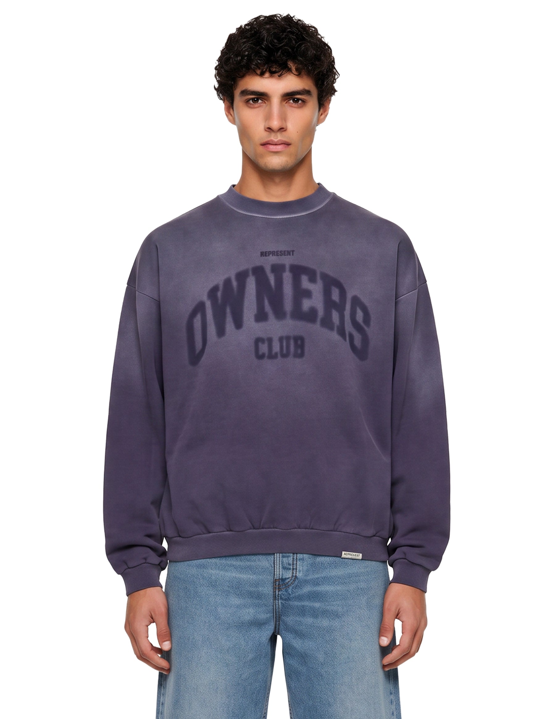 Felpa girocollo Owners Club in viola 
