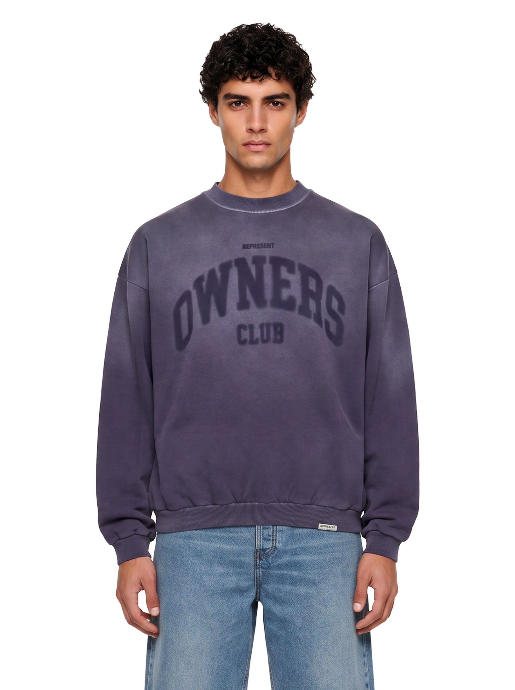 Felpa girocollo Owners Club in viola 