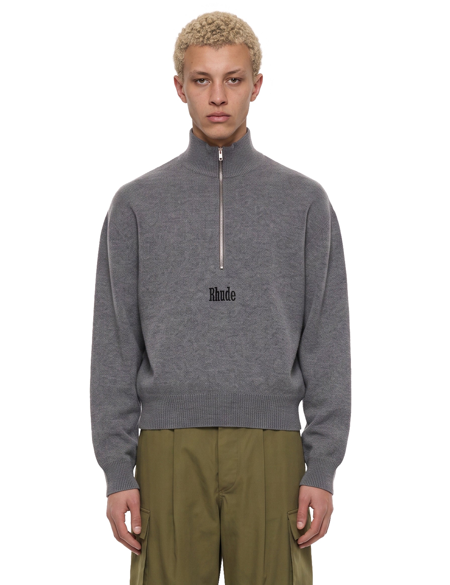 Maglione a collo alto e dettaglio con zip in grigio 