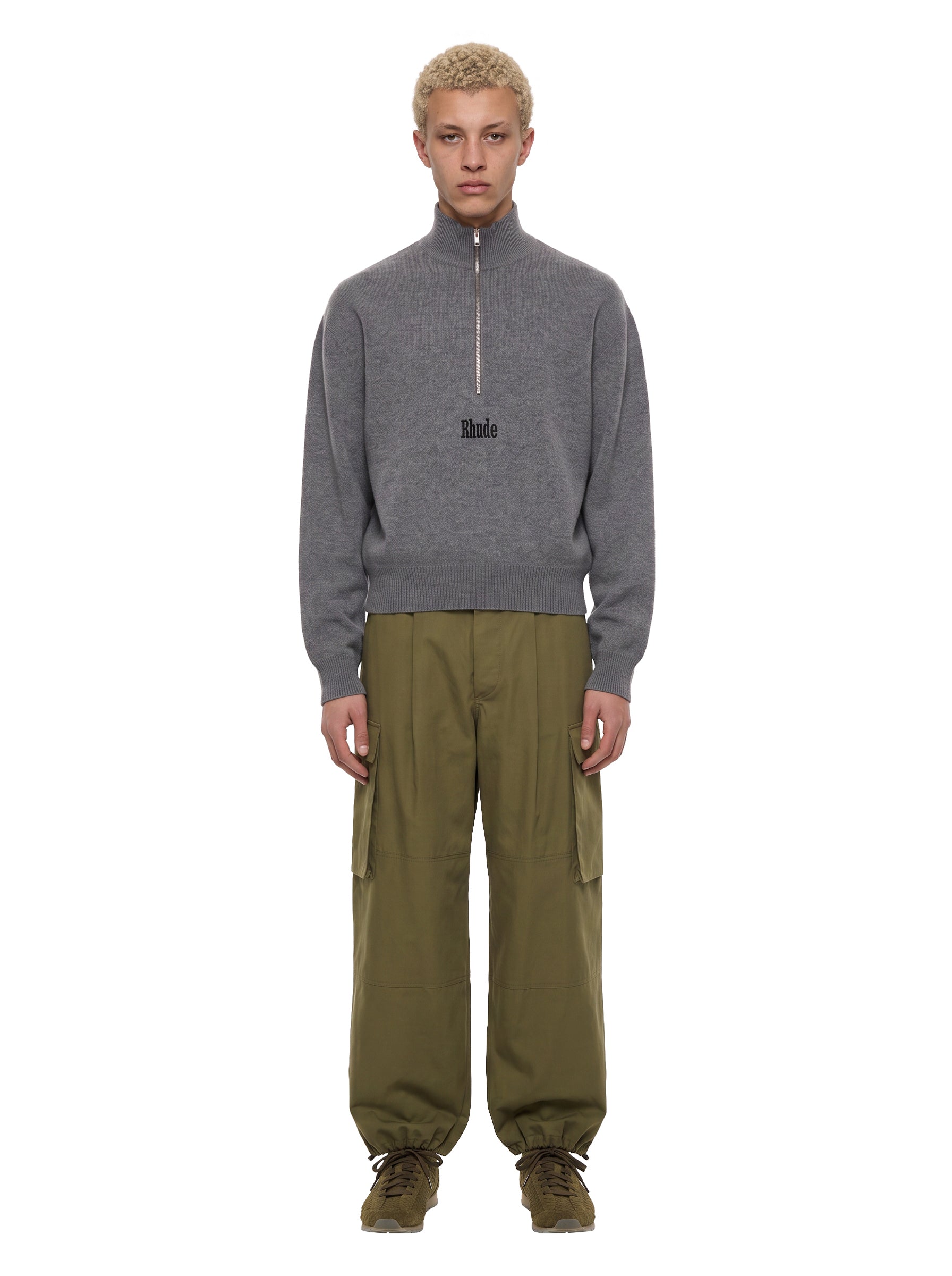 Maglione a collo alto e dettaglio con zip in grigio 