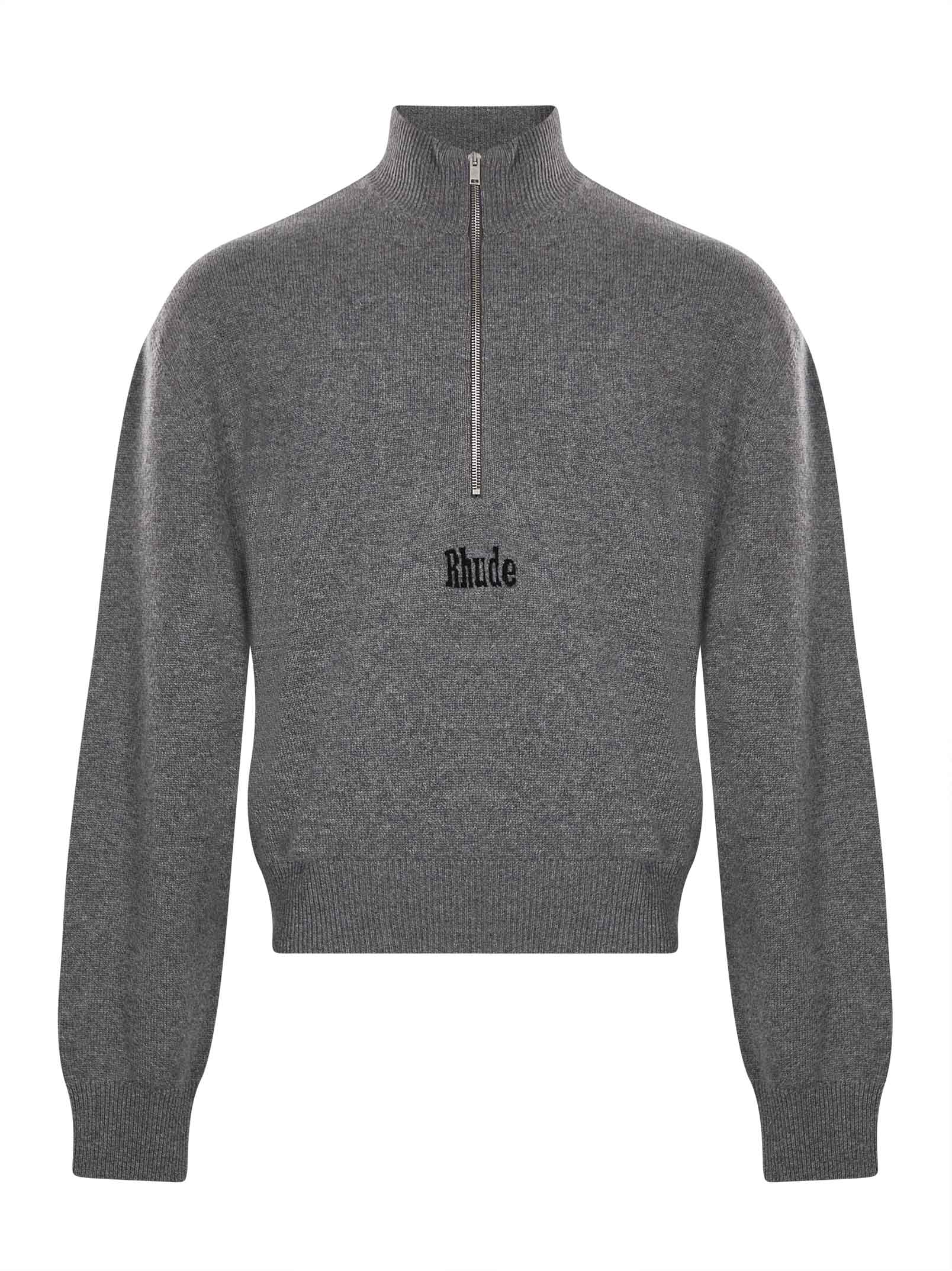 Maglione a collo alto e dettaglio con zip in grigio 