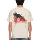 T-shirt a maniche corte con stampa American Spirit in avorio 