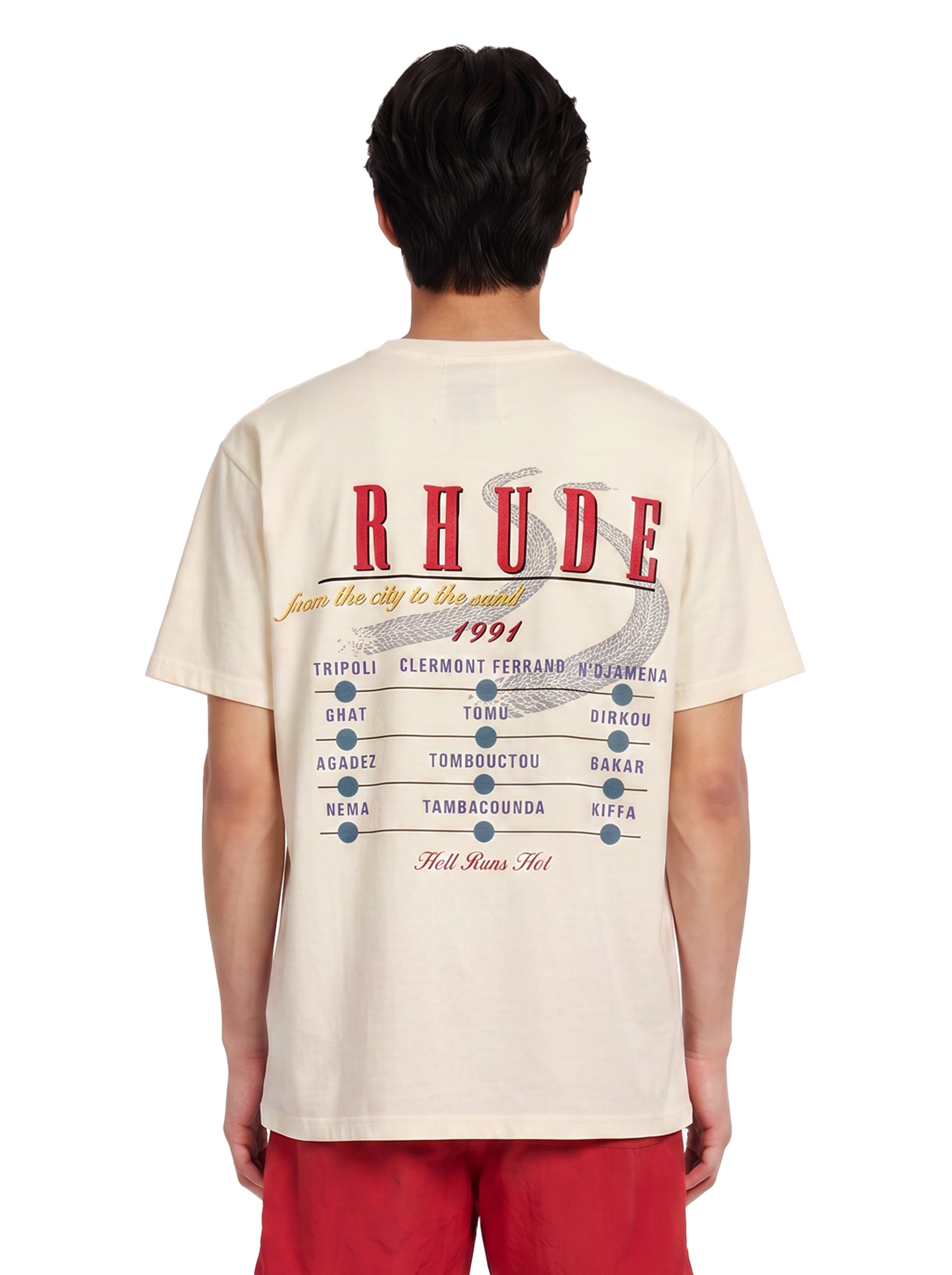 T-shirt a maniche corte con stampa The Desert Decides in avorio 