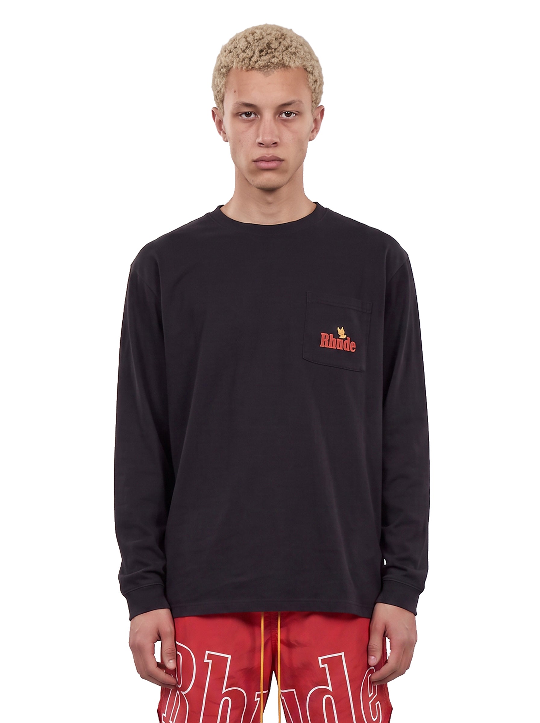 T-shirt con stampa American Spirit a maniche lunghe in nero 