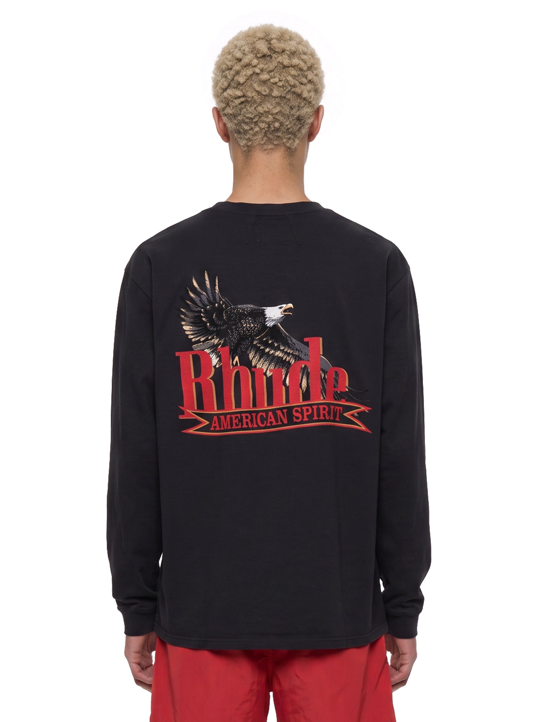 T-shirt con stampa American Spirit a maniche lunghe in nero 