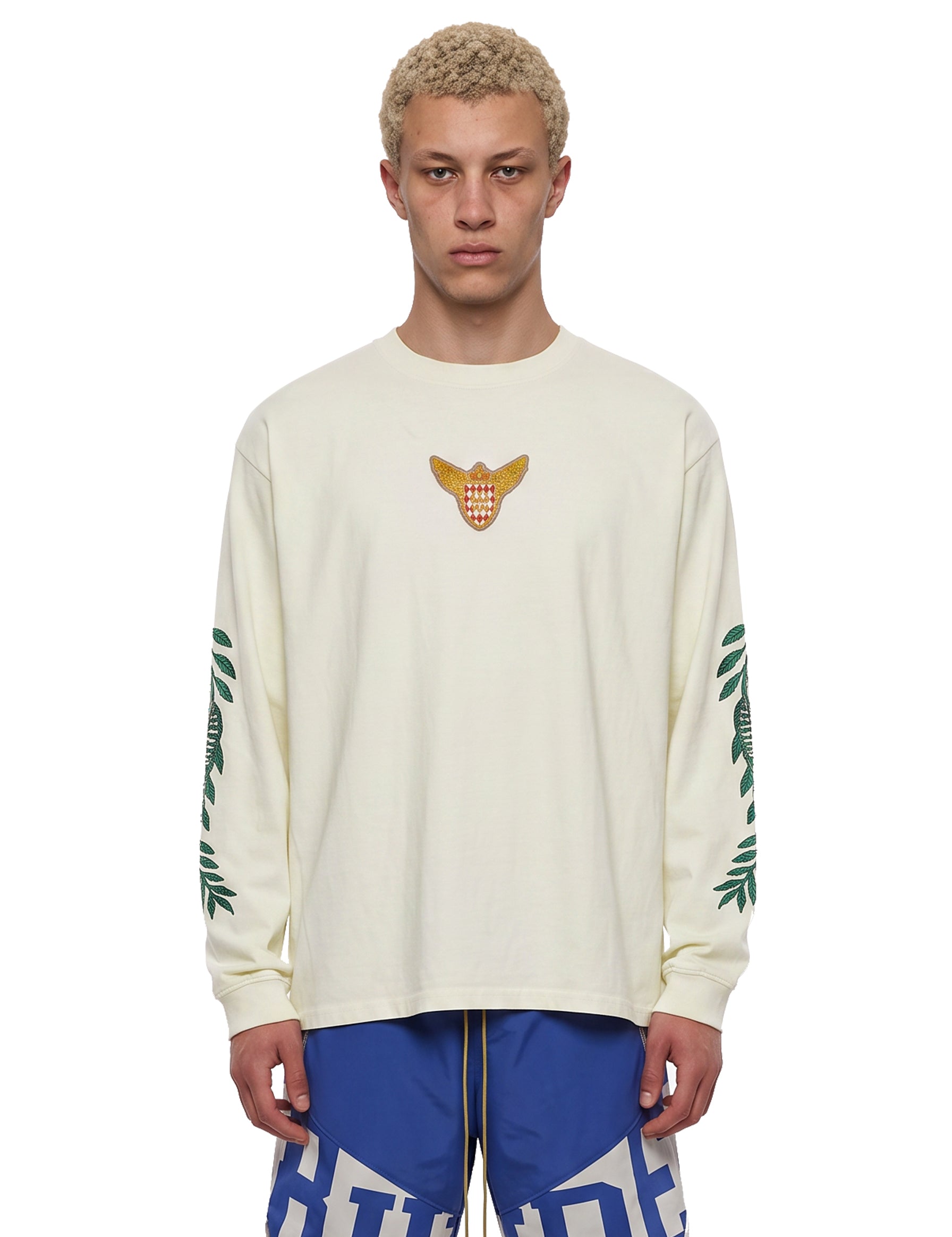 T-shirt a maniche lunghe tripoli wreath in bianco 