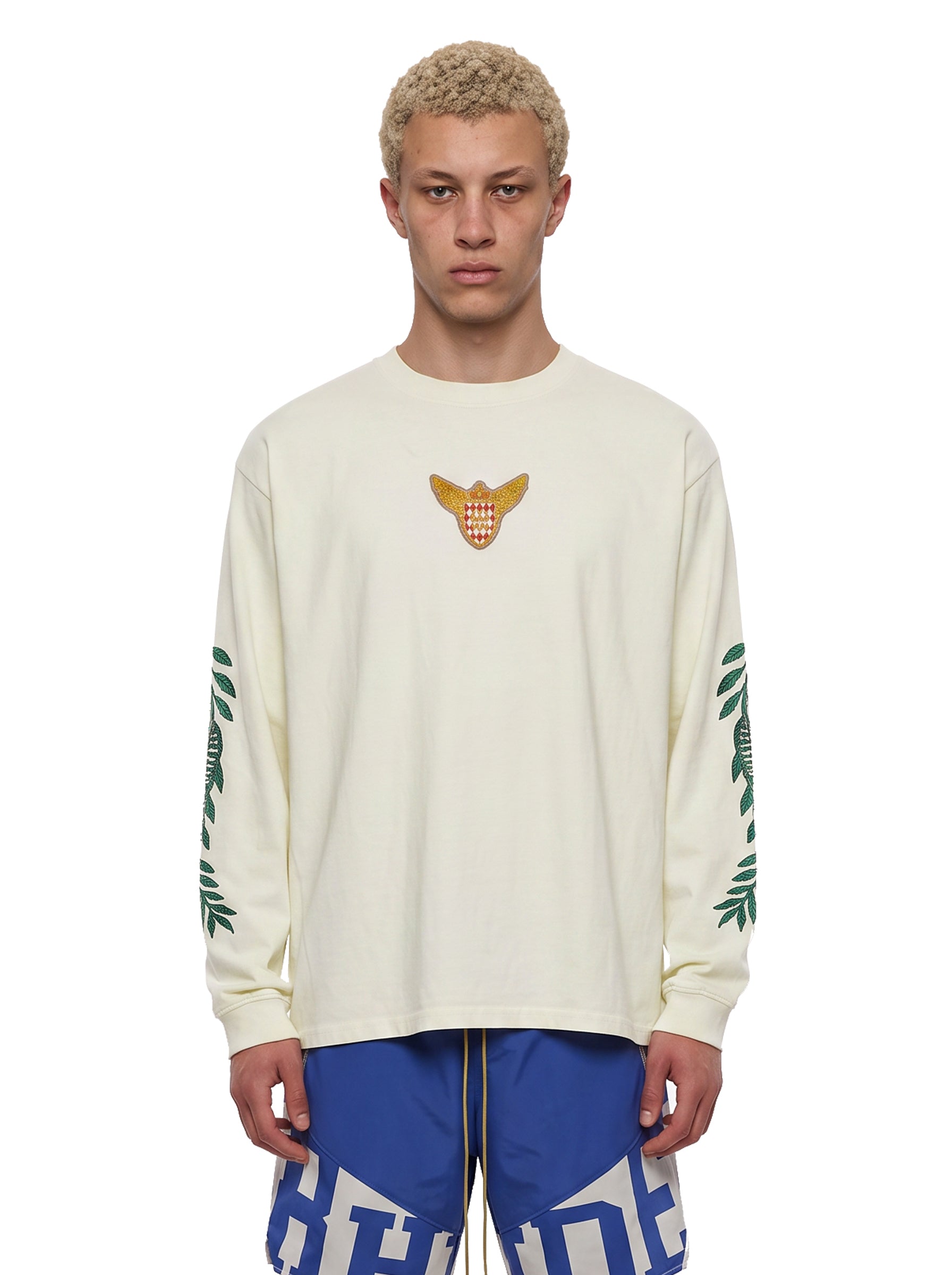 T-shirt a maniche lunghe tripoli wreath in bianco 
