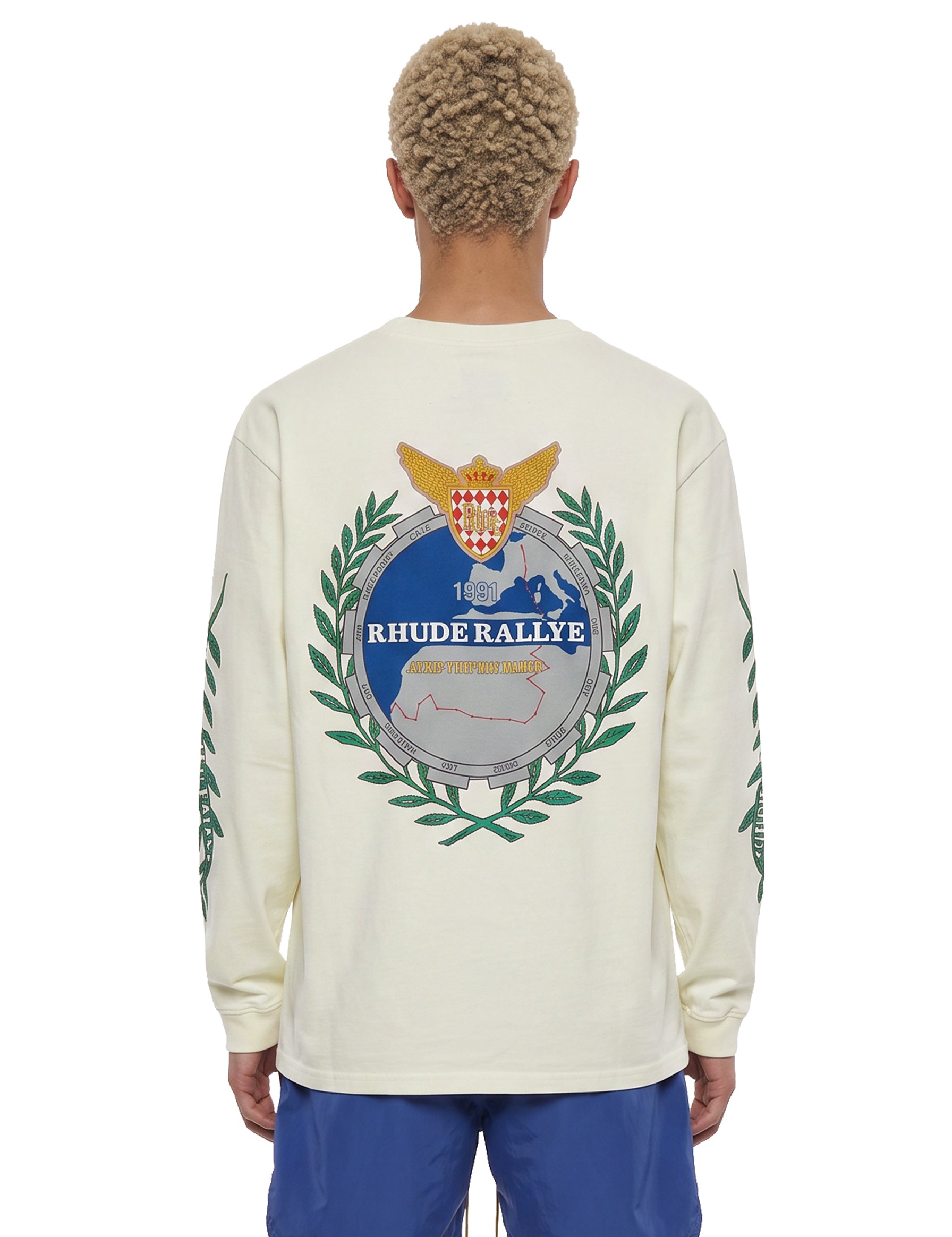 T-shirt a maniche lunghe tripoli wreath in bianco 