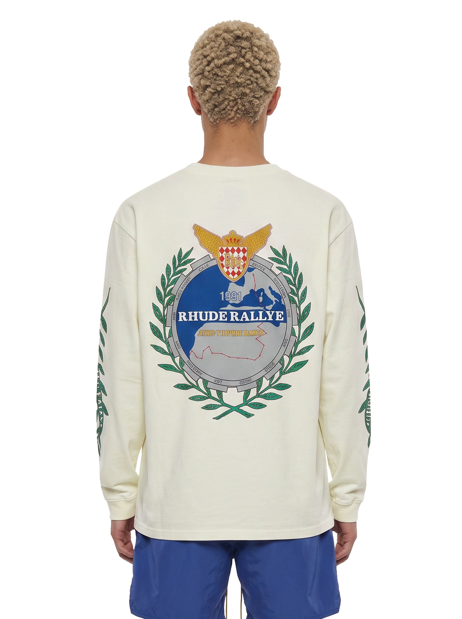 T-shirt a maniche lunghe tripoli wreath in bianco 
