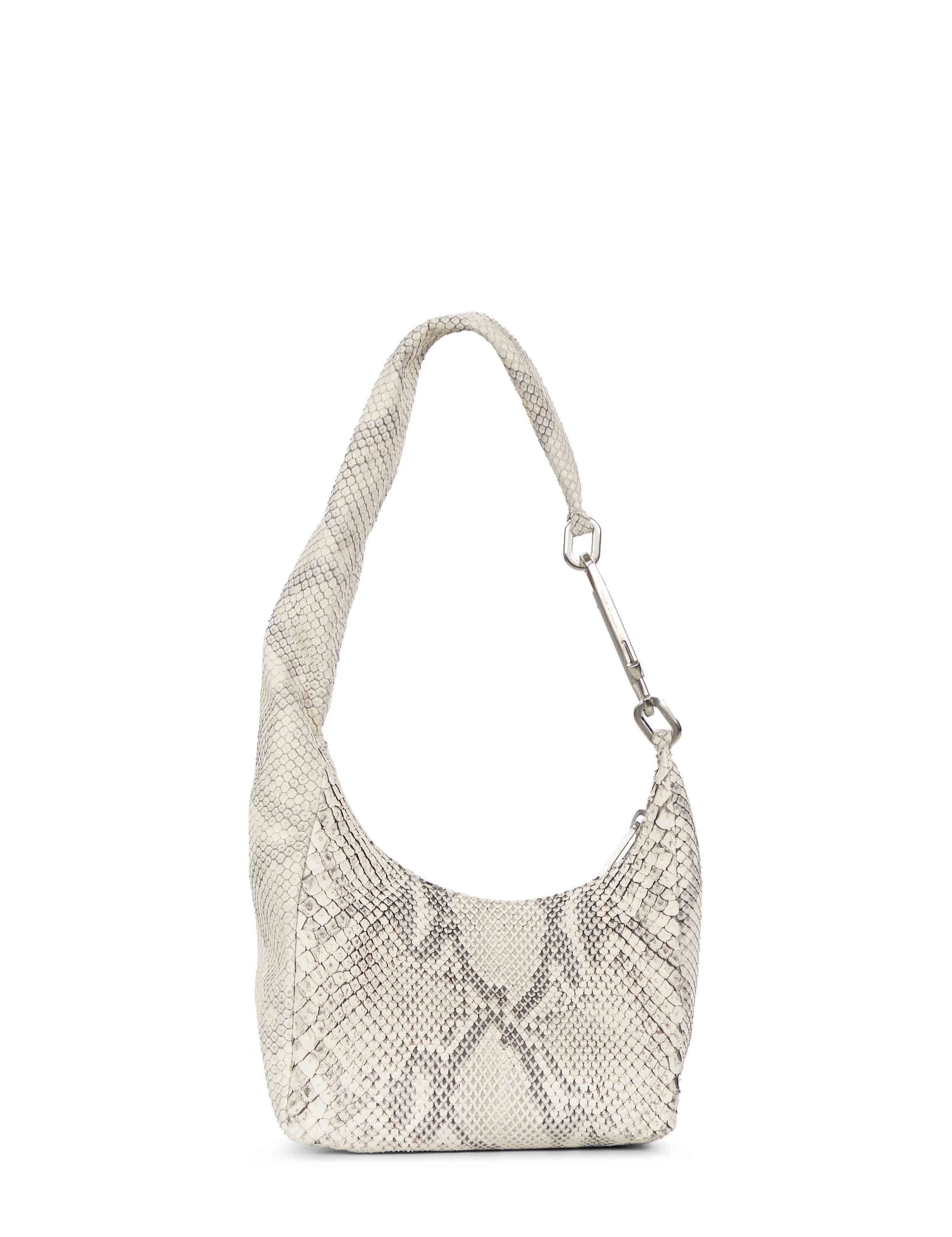 Borsa con stampa serpente disco gemini in beige 