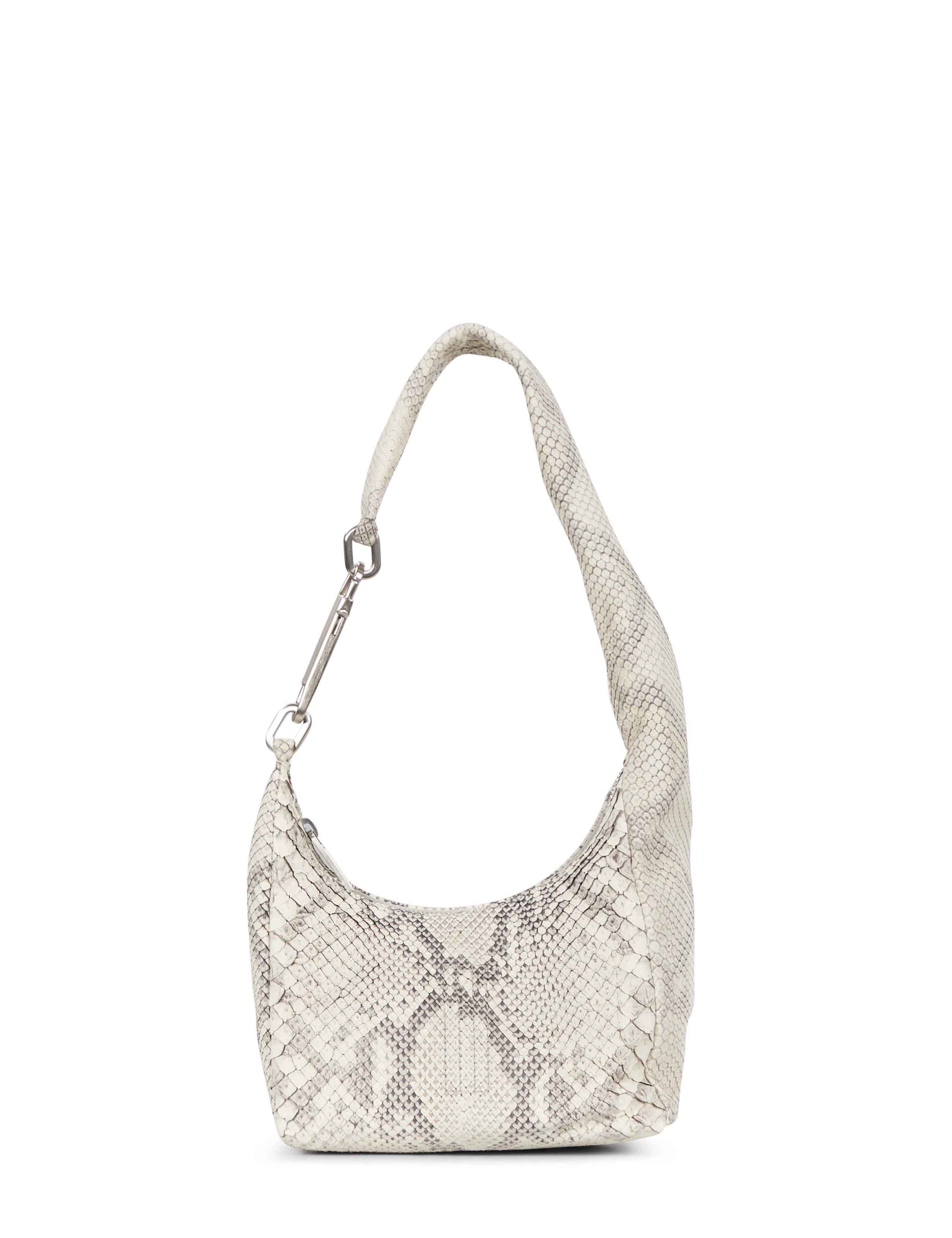 Borsa con stampa serpente disco gemini in beige 