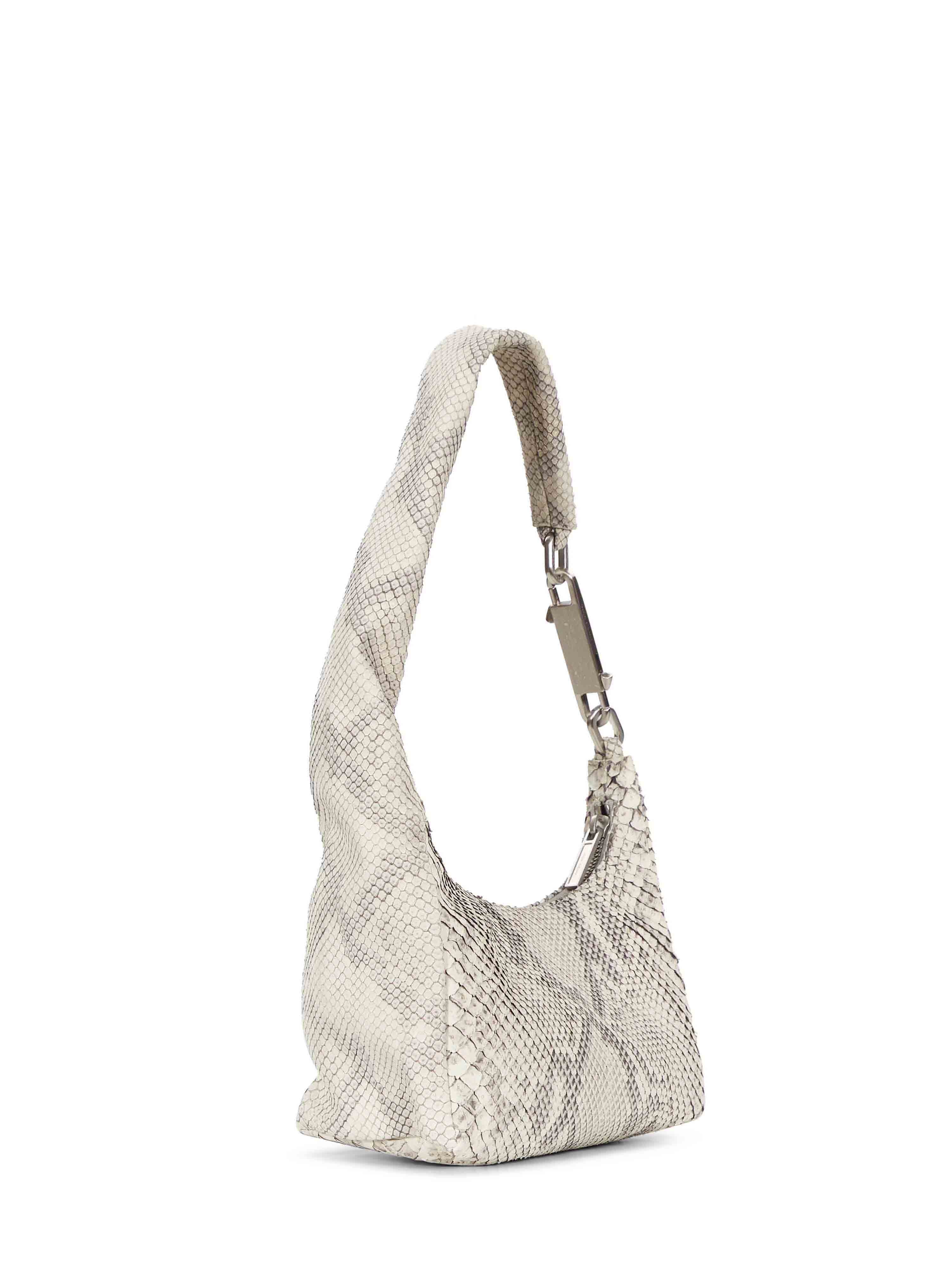 Borsa con stampa serpente disco gemini in beige 