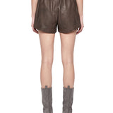 Shorts in pelle effetto washed 