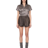 Shorts in pelle effetto washed 