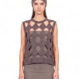 Top in maglia Sarutanya in grigio Taupe 