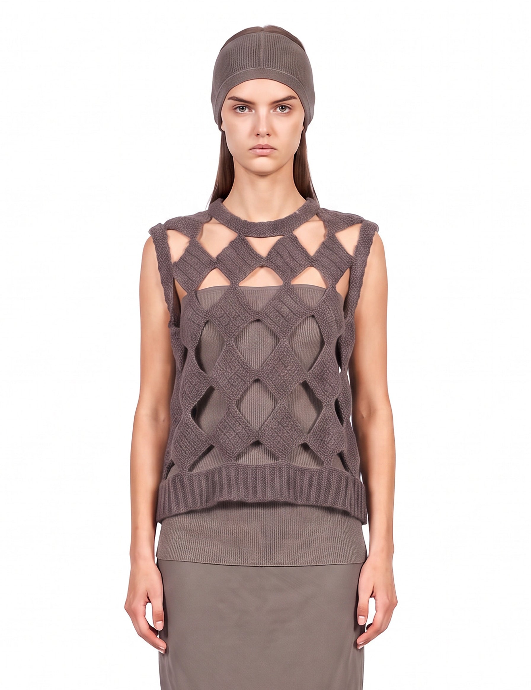 Top in maglia Sarutanya in grigio Taupe 