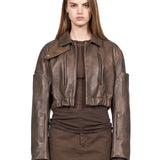 Bomber effetto washed in marrone 