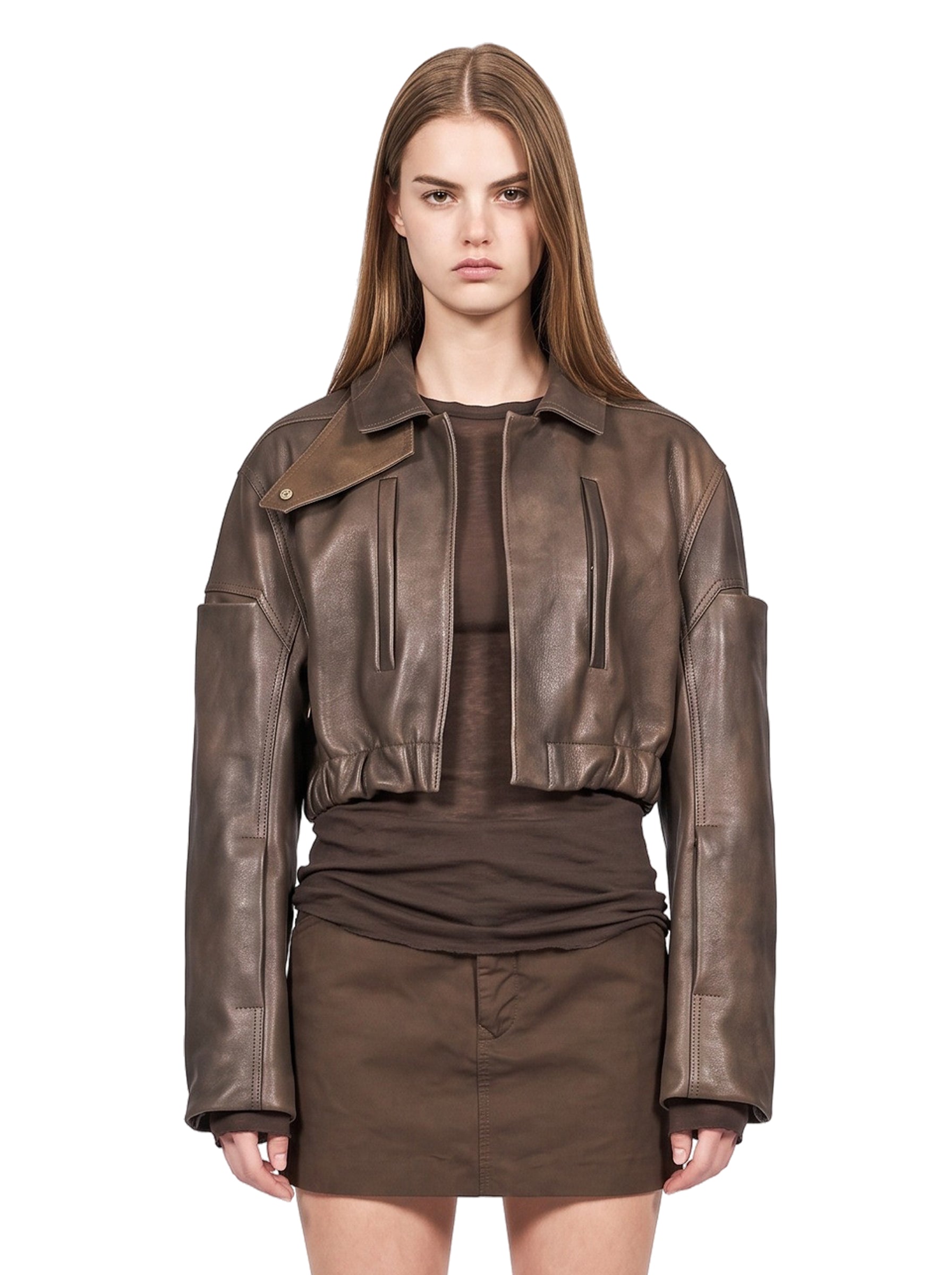 Bomber effetto washed in marrone 