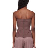 Top bustier in misto lana in bordeaux 