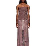 Top bustier in misto lana in bordeaux 