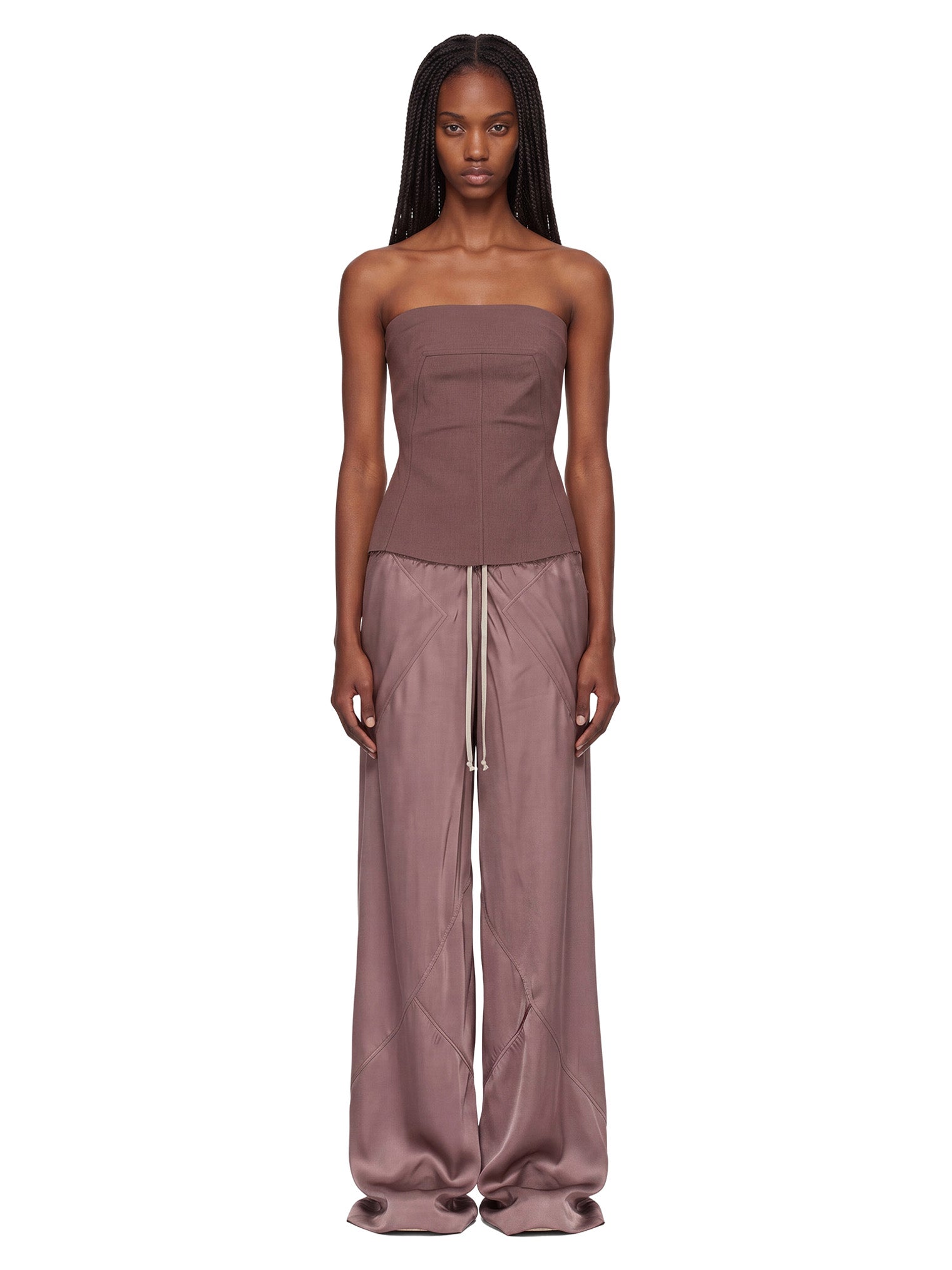Top bustier in misto lana in bordeaux 