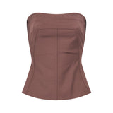 Top bustier in misto lana in bordeaux 