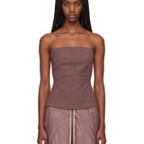 Top bustier in misto lana in bordeaux 