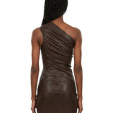 Top in pelle Athena in marrone 
