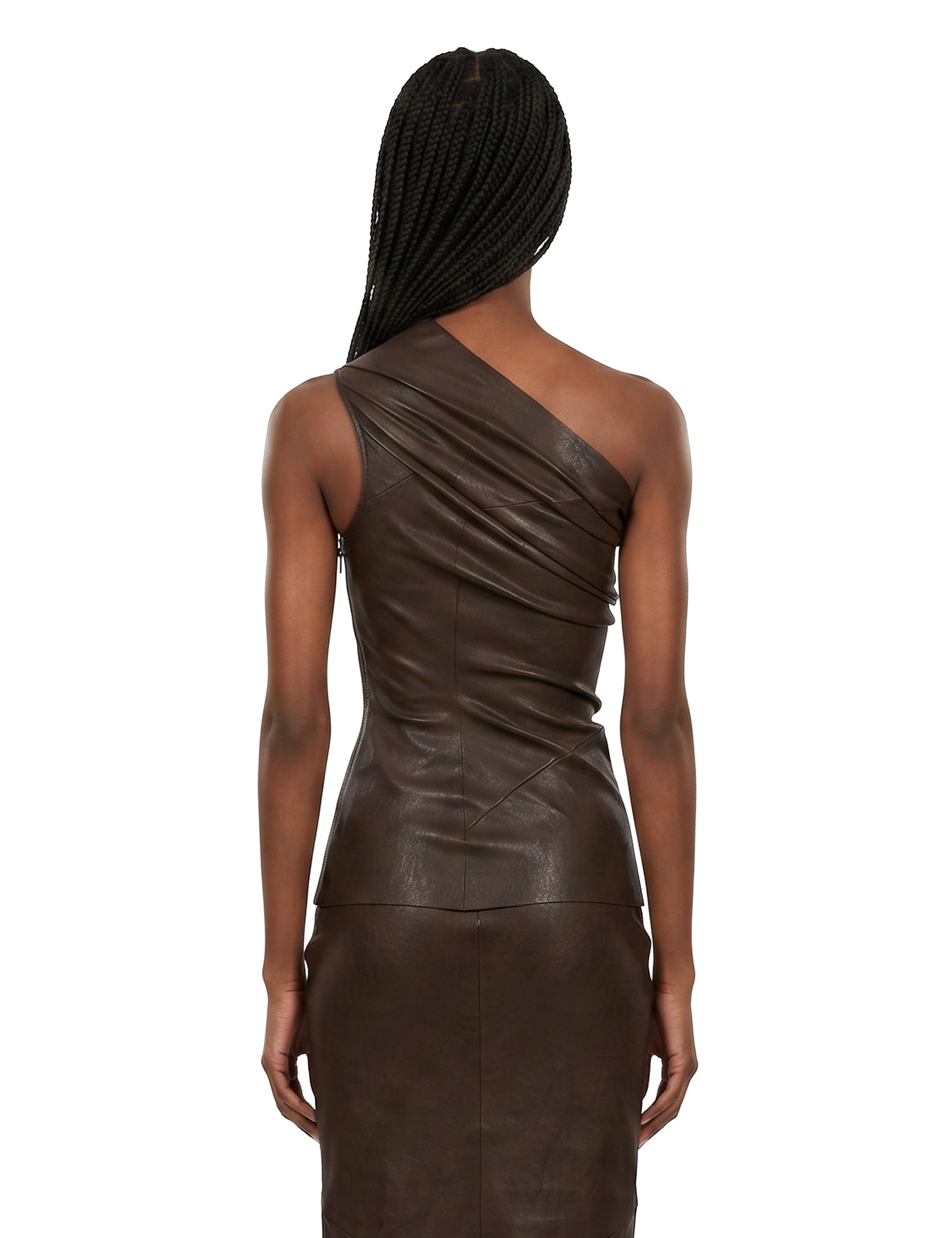 Top in pelle Athena in marrone 