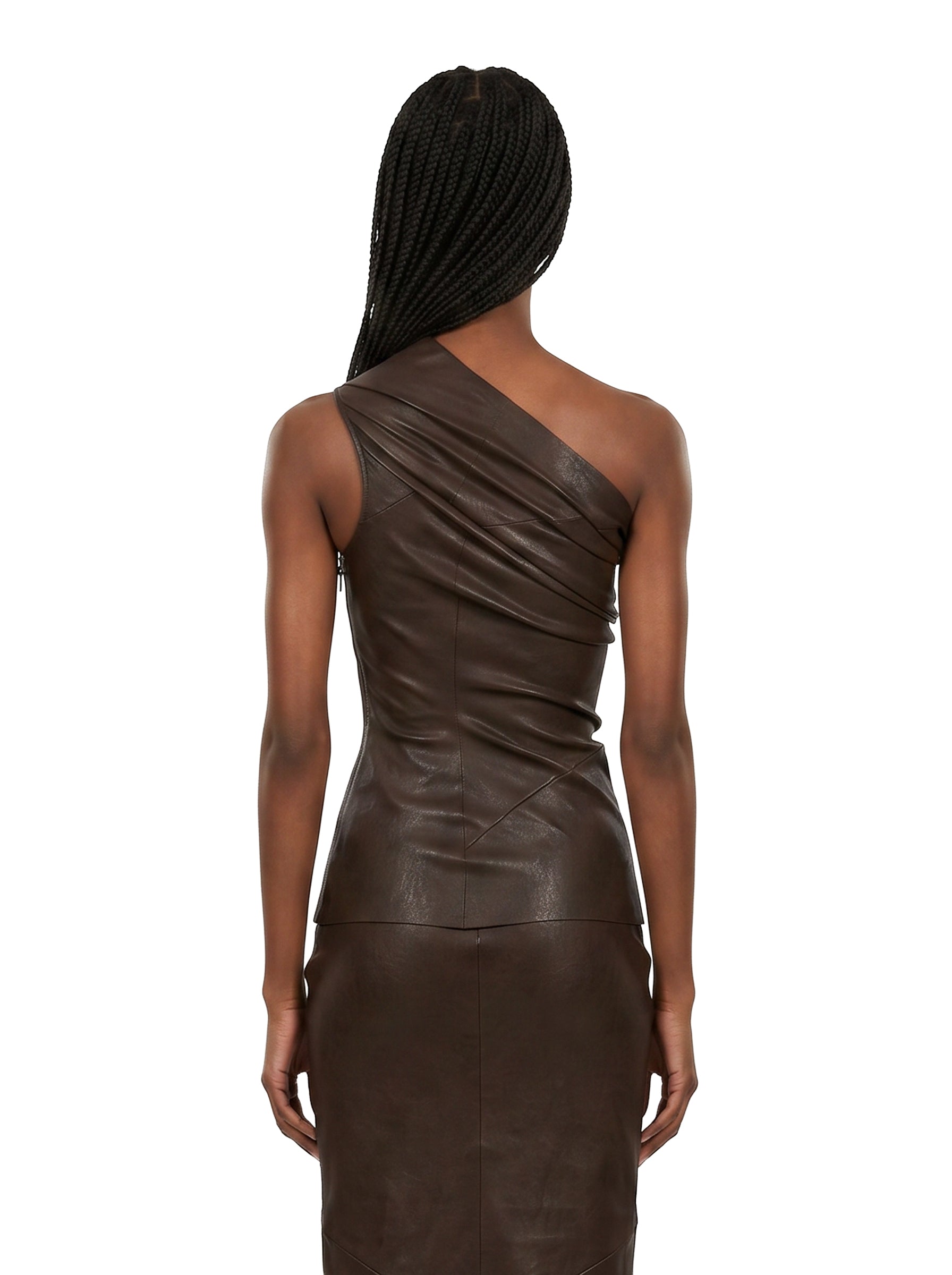 Top in pelle Athena in marrone 
