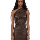 Top in pelle Athena in marrone 