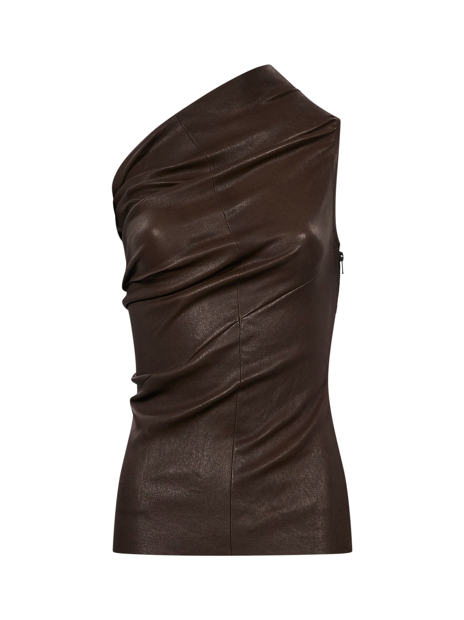 Top in pelle Athena in marrone 