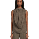 Top drappeggiato in jersey in grigio 