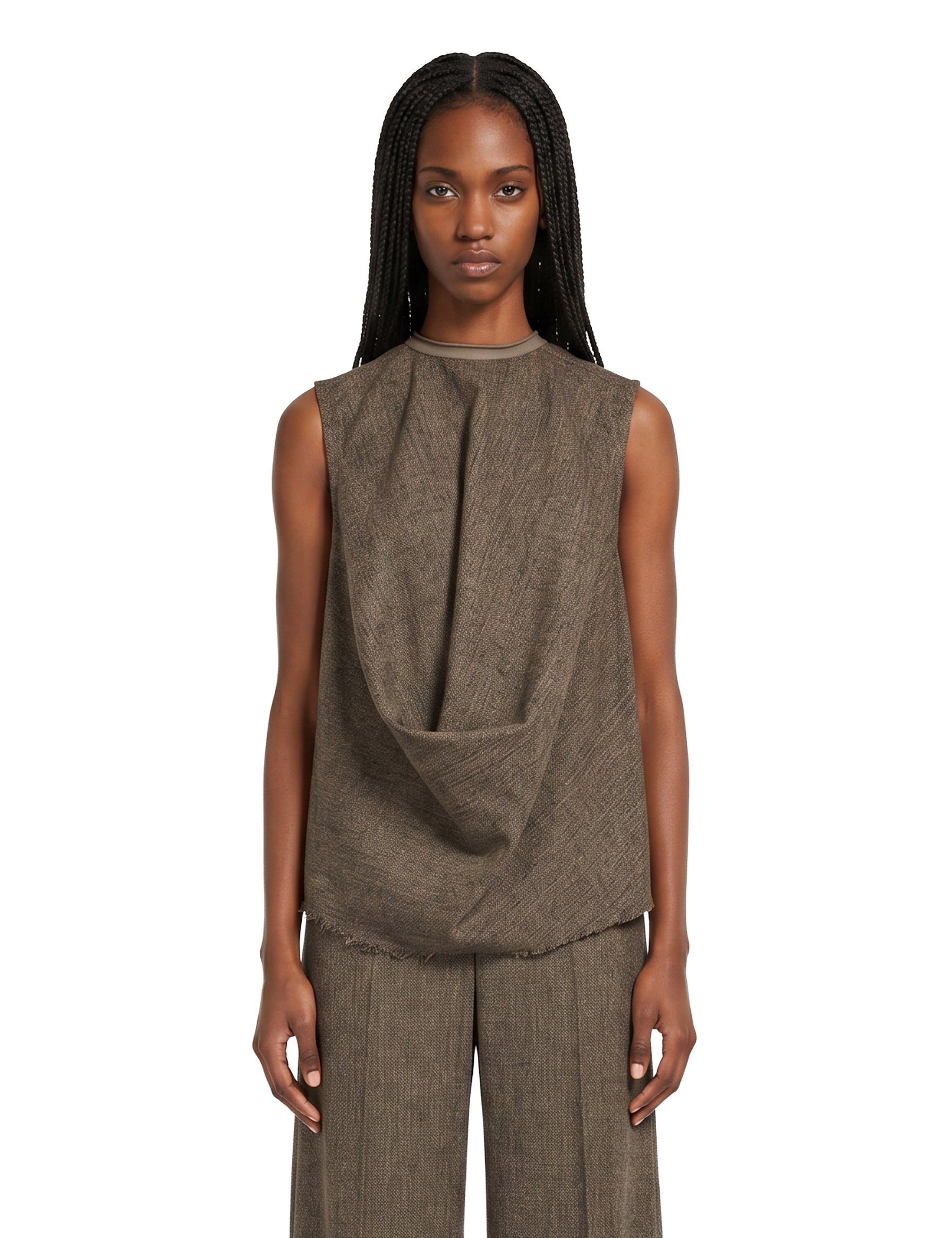 Top drappeggiato in jersey in grigio 