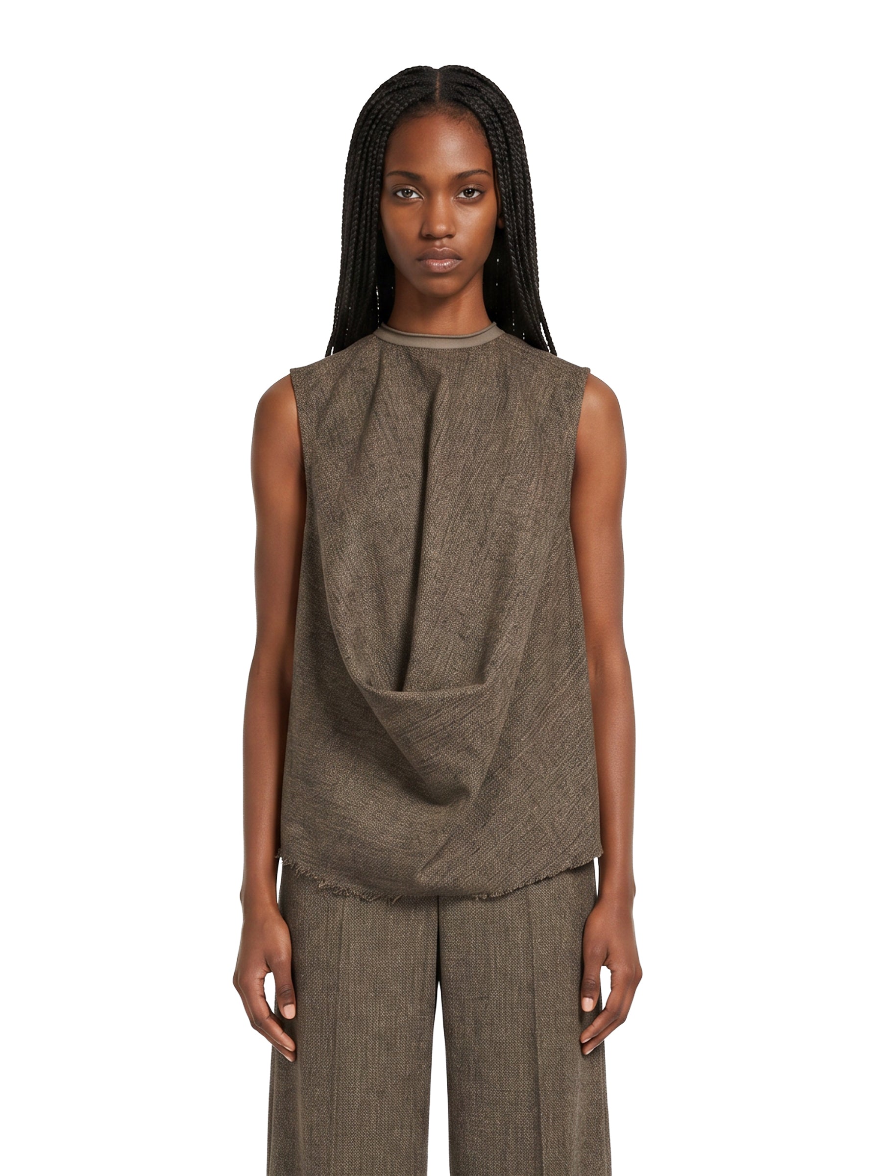 Top drappeggiato in jersey in grigio 