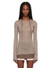 T-shirt a maniche lunghe semi-trasparente in beige