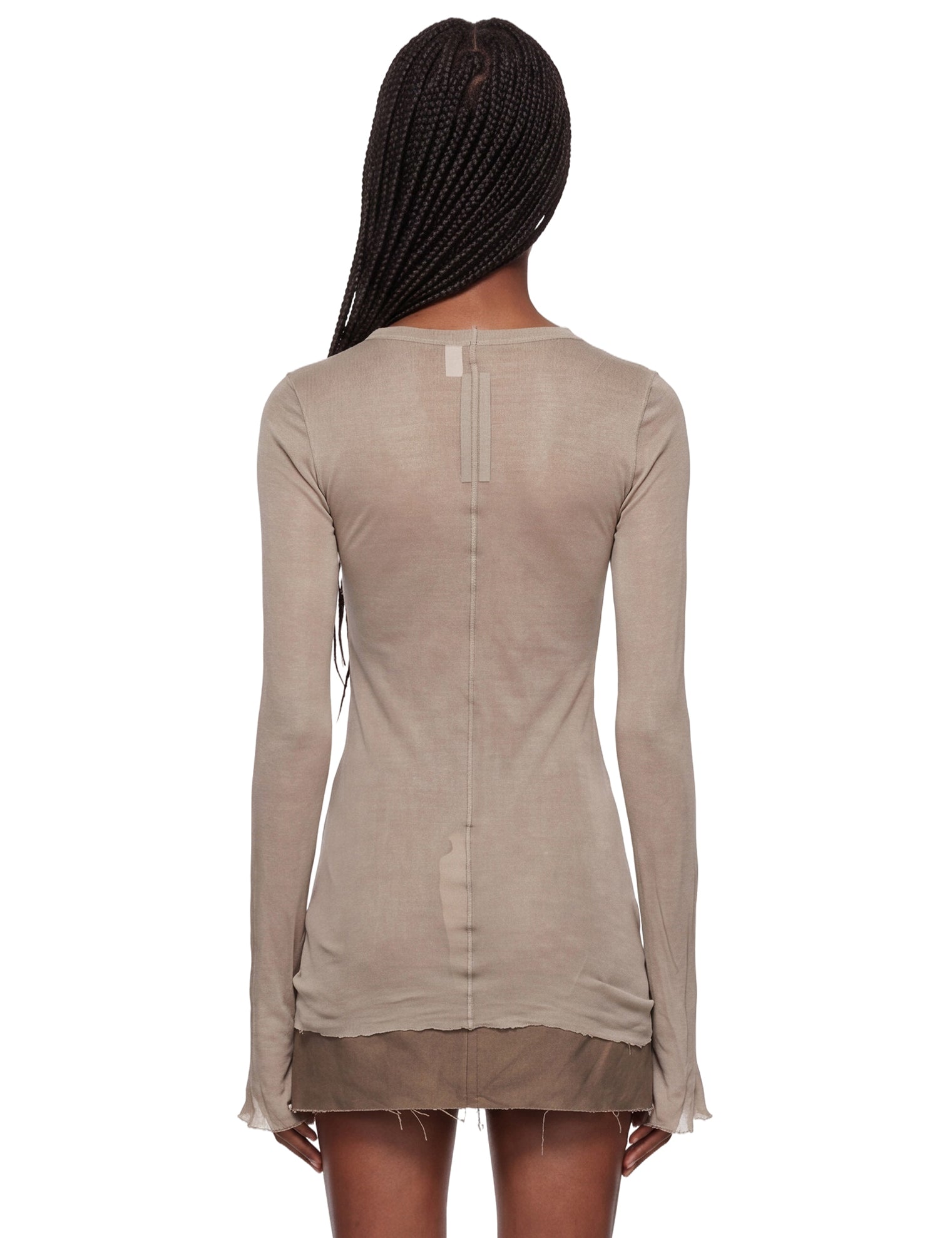 T-shirt a maniche lunghe semi-trasparente in grigio 