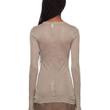 T-shirt a maniche lunghe semi-trasparente in beige 