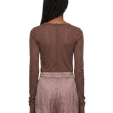 T-shirt a manica lunga in marrone 