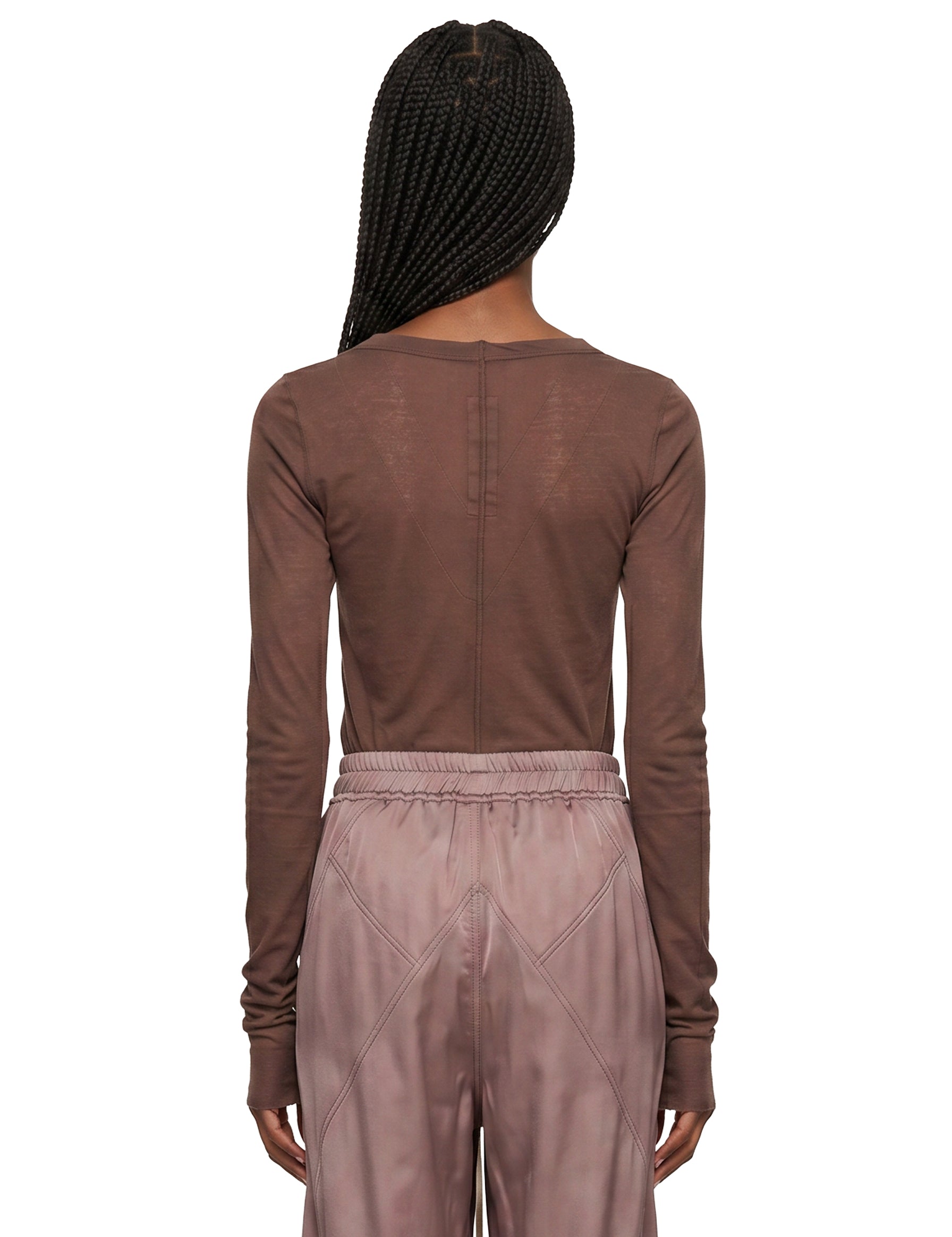 T-shirt a manica lunga in marrone 