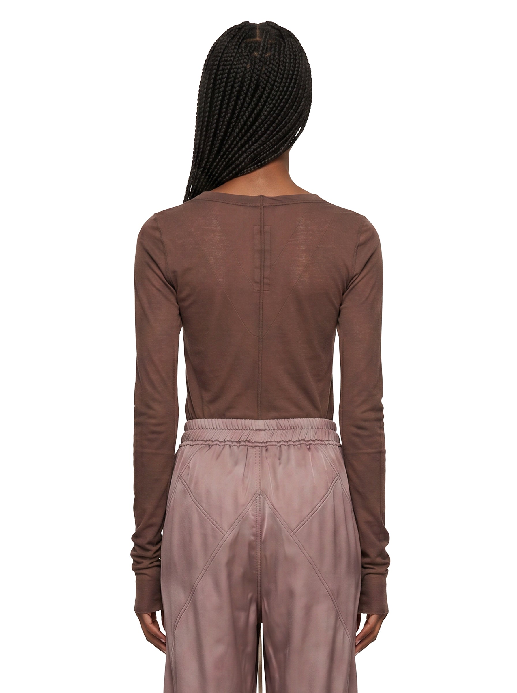 T-shirt a manica lunga in marrone 