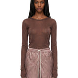 T-shirt a manica lunga in marrone 